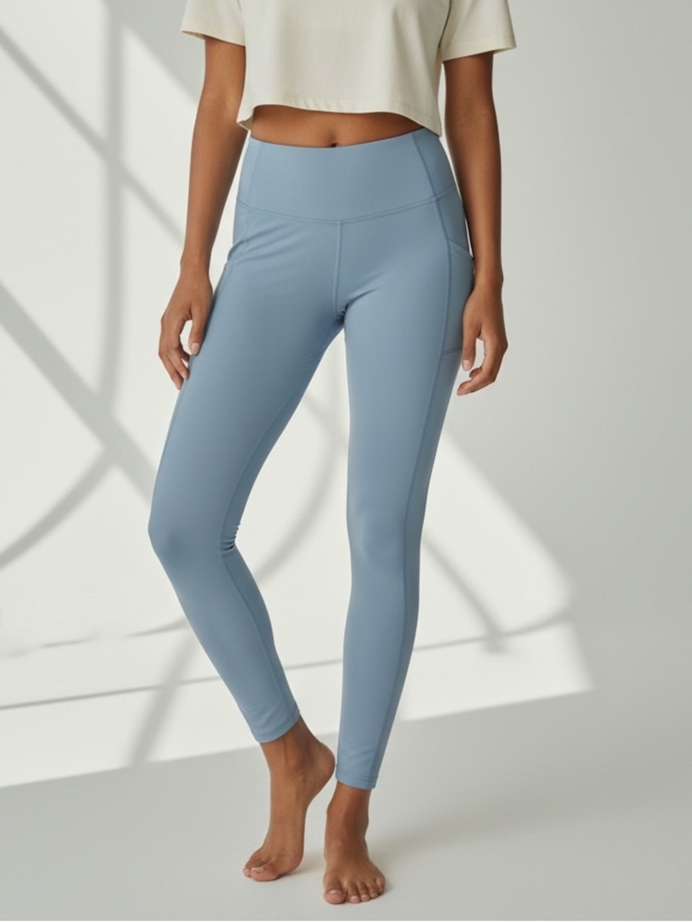 NEW•Active Queens High-Rise Sculpting Leggings With Pockets In Dusty Blue•XL